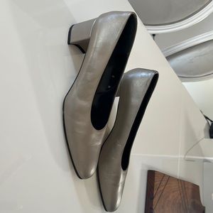 Light pewter block heels